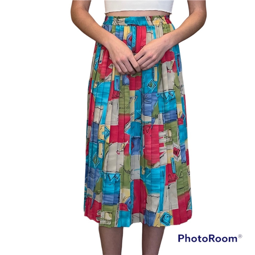 Alfred Dunner vintage pleated midi skirt size 8 patchwork